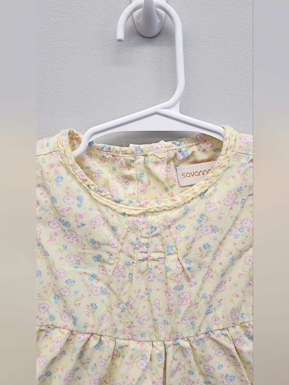 Savannah Baby 12M Yellow Floral Cotton Dress Ruffle Tiered